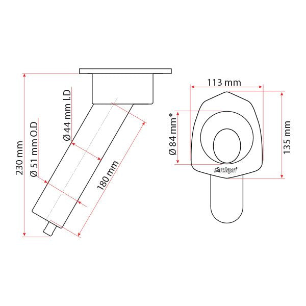 Relaxn Mako Alloy 30° Rod and Cup Holder - Weld-in Flush mount.